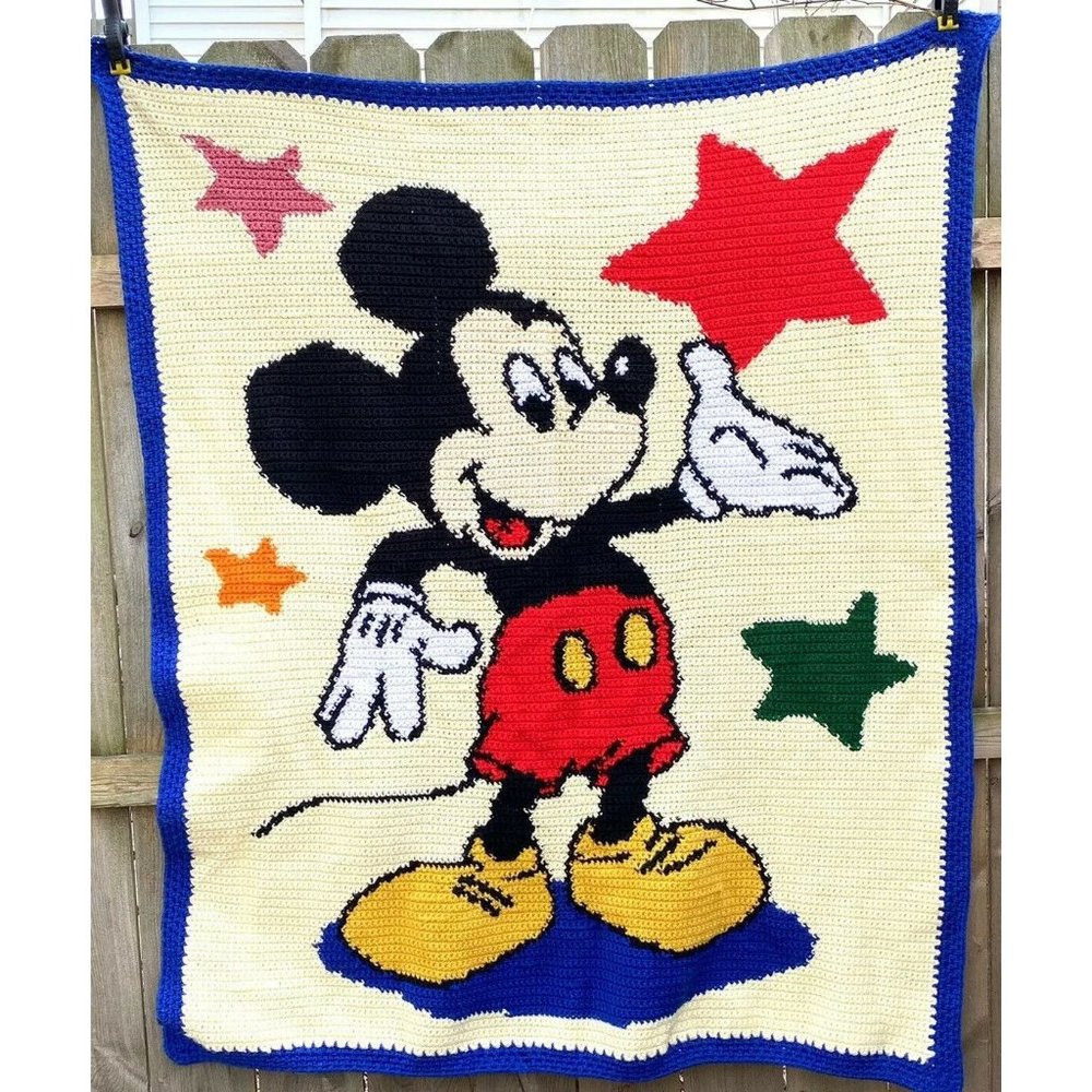 Disney Mickey Mouse Handmade Crochet Blanket‎ 42x51